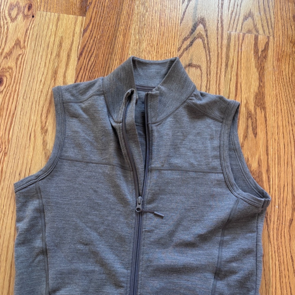 Woolx Merino Wool Blend Full Zip Vest Brown Mock Neck Pockets Womens Medium - Picture 4 of 6